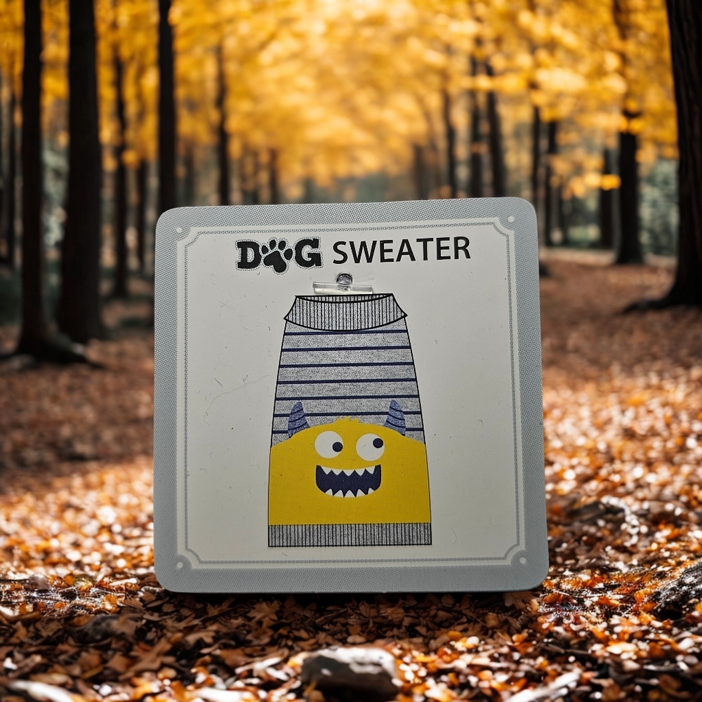 Striped Gray and Blue Monster Dog Sweater - LARGE